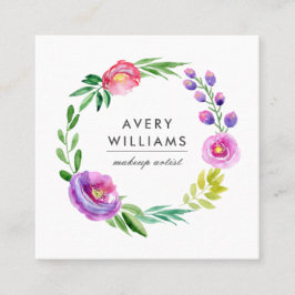 Fetfärgad vattenfärgad Blommigt Utandning | Vit Fyrkantigt Visitkort