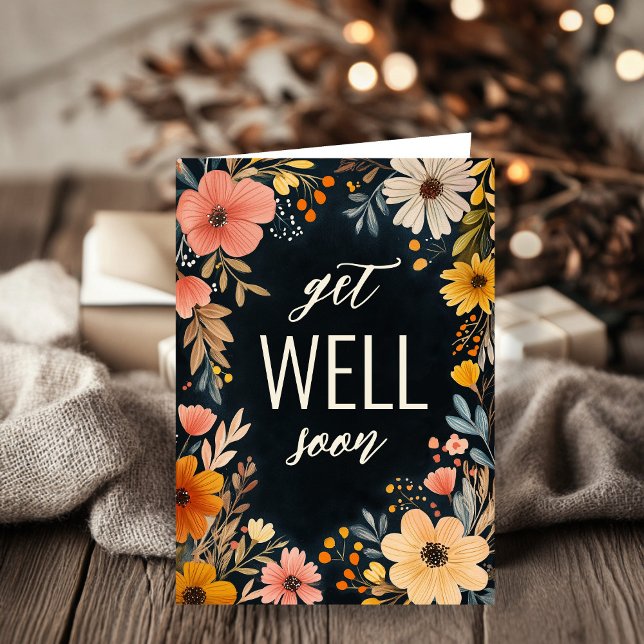 Fetfärgade Blommigtar VÄL SJÄLV ANPASSNINGSBAR Kort (Bold Watercolor Florals WELL SOON CUSTOM Card
)