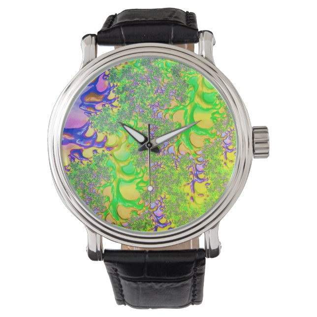 Fetfärgfull Psykedelisk Funky Sycid Resa Fractal Armbandsur (Framsida)