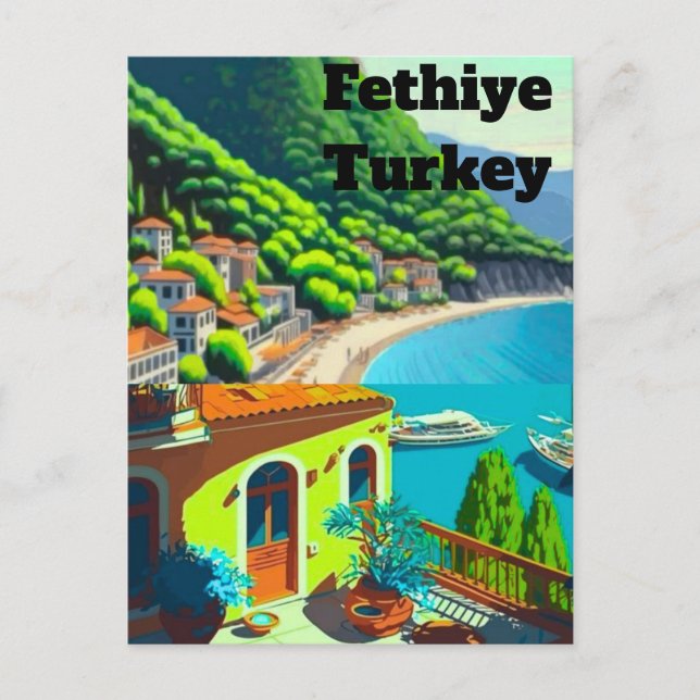 Fethiye Turkiet Reskonst för vykort, Fethiye Turki Vykort (Framsida)