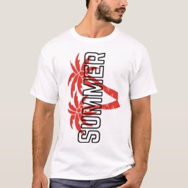 Fetisommargrafisk t-shirt | Röd tropisk 