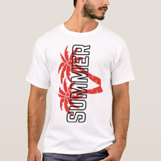Fetisommargrafisk t-shirt | Röd tropisk 