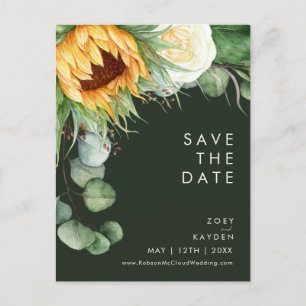 Fetlandssolros   Mörkgrön Save The Date Inbjudan Vykort
