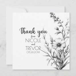 Fetma B&W-jodblommor Tack Kort