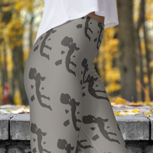 Fetma Grått Kvinn Sten klättrar i Mönster Leggings
