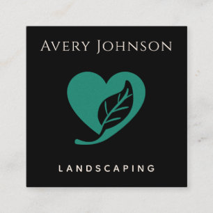 Fetma och minimala Gröntar Löv Heart Landscaping G Fyrkantigt Visitkort
