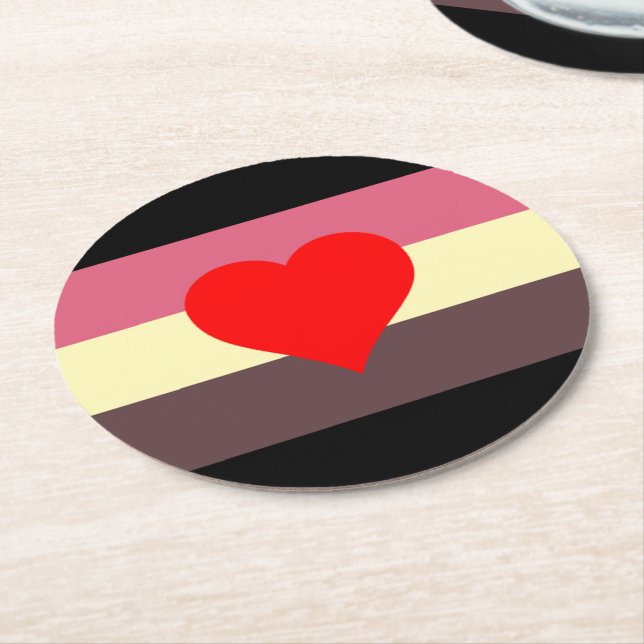 Fetma Pride Flagga Underlägg Papper Rund (Vinklad)