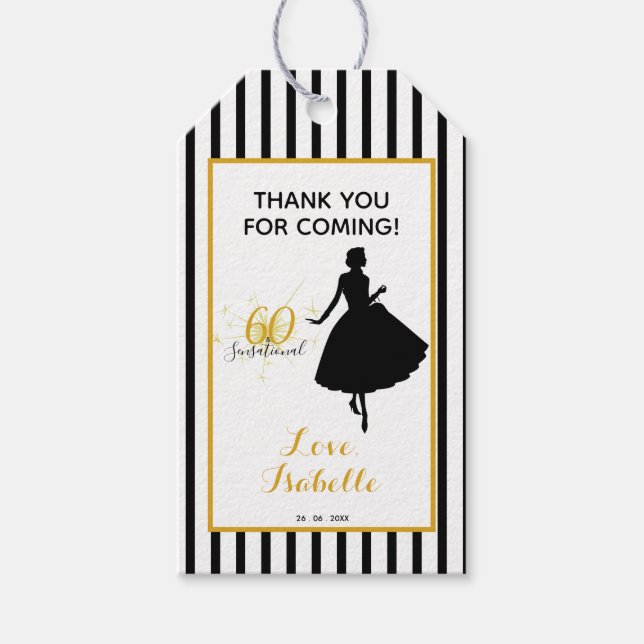 Fetma TACK FÖR ATT KOMMA Svart/Vitt Rand Presentetikett (Framsidan)