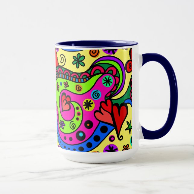 Fetstig Abstrakt Roligt Heart Art Mugg (Höger)