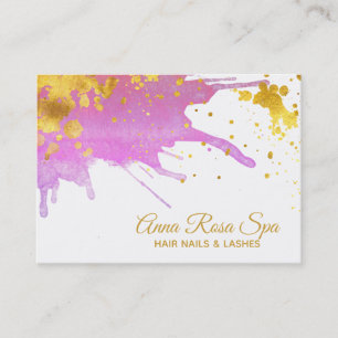 * Fetstig Abstrakt Rosa Watercolor Guld Luxe Glam Visitkort