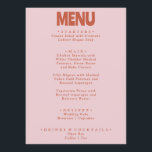 Fetstig återfyllnadsfärgad ljusstark Funky, unik B Meny<br><div class="desc">En färglös funky,  modern,  smart bröllop-middagsmeny. Med chic-malldesign för bho vintage bubble rosa bakgrund och fet typography-meny i rust ...  Perfekt och matchning med hela sviten.</div>