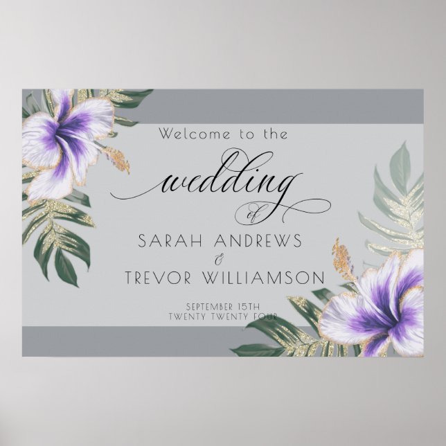 Fetstig Elegant Ametyst Lila Blommigt Poster (Framsidan)