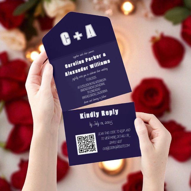 Fetstig Elegant för marin blå modern QR-kod (Skapare uppladdad)