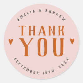 Fetstig enkel hjärtekorallagets Rosa-bröllopsförmå Runt Klistermärke