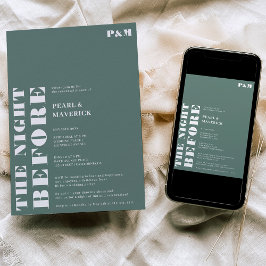 Fetstig enkel sage grönt bröllop-repetitionsmiddag inbjudningar