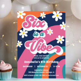 Fetstig färgad 6e-födelsedag Sex är en Vibe-groovy Inbjudningar