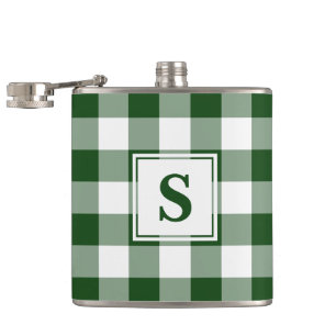 Fetstig Grönt och vit Mönster med Monogram Fickplunta