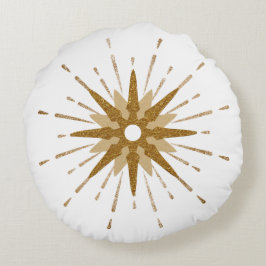 Fetstig Guld & White Starburst Round Pillow Rund Kudde