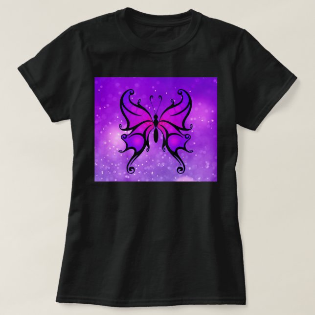 Fetstig Lila Butterfly Söt Kvinnor i bekvämlighet  T Shirt (Design framsida)