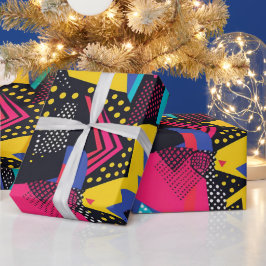 Fetstig Ljusa färger 90-talets Abstrakt Funky Art Presentpapper