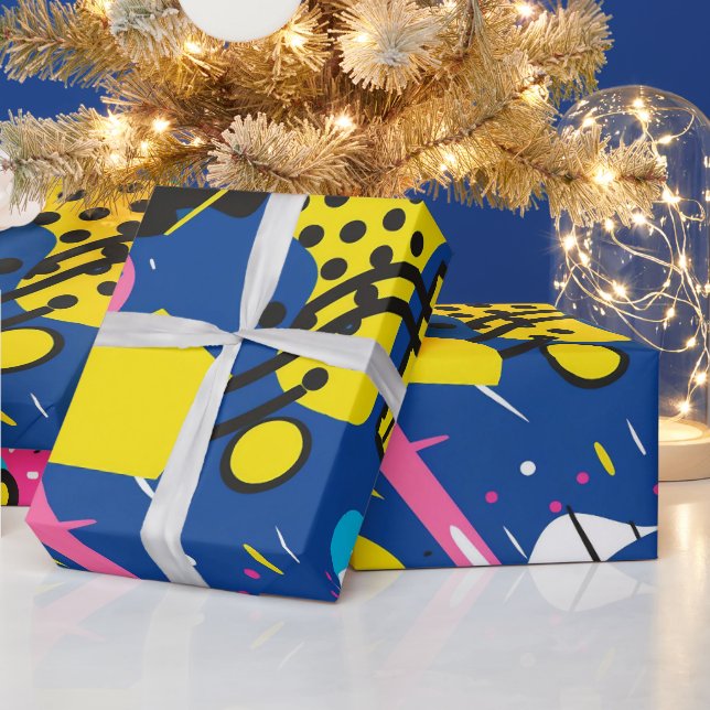 Fetstig Ljusa färger 90-talets Abstrakt Funky Art  Presentpapper (Helgdagar)