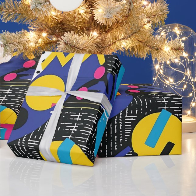 Fetstig Ljusa färger 90-talets Abstrakt Funky Art  Presentpapper (Helgdagar)