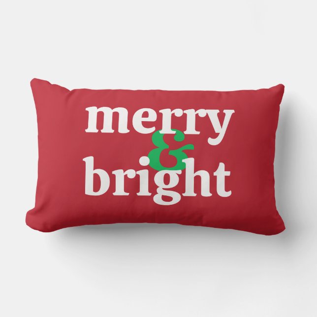 Fetstig "Merry & Bright"-julklumbalfyllning Lumbarkudde (Framsida)