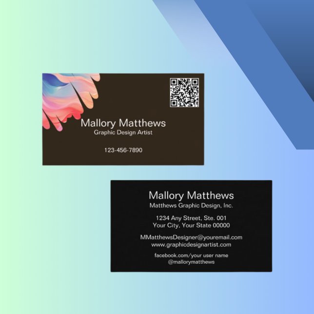 Fetstig modern QR-kodgrafik, designartist Visitkort (Modern bold colors to make a lasting impression in the creative graphic design world.)