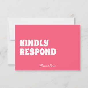 Fetstig modern Retro-Funky Bright rosa Bröllop OSA Kort