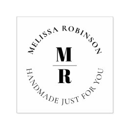 Fetstig monogramtext Chic, handgjord i cirkel Självfärgande Stämpel