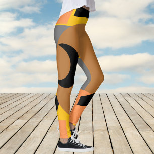Fetstig Orange av Gult Färg Abstrakt Leggings