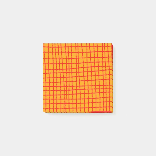 Fetstig Orange och rödkontroll Mönster Snyggt Post-it Block (Framsida)