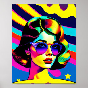 Fetstig popkonst och Rand Retro Mode Poster