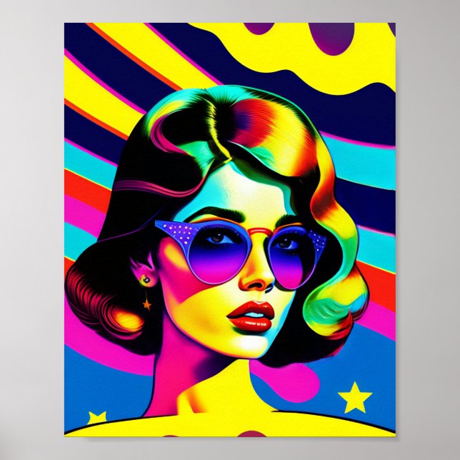 Fetstig popkonst och Rand Retro Mode Poster (Framsidan)