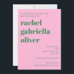 Fetstig Retro-Rosa och Grönt Bat mitzvah enkel cut Inbjudningar<br><div class="desc">Fetstig Retro-Rosa och Grönt Enkel Bat mitzvah kute-inbjudan</div>