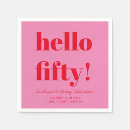 Fetstig Rosa och röd modern 50:e födelsedag Anpass Pappersservett