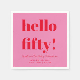 Fetstig Rosa och röd modern 50:e födelsedag Anpass Pappersservett