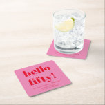 Fetstig Rosa och röd modern 50:e födelsedag Anpass Underlägg Papper Kvadrat<br><div class="desc">Fetstig Rosa och röd modern Papper Anpassningsbar på 50:e födelsedagstorget Underlägg</div>