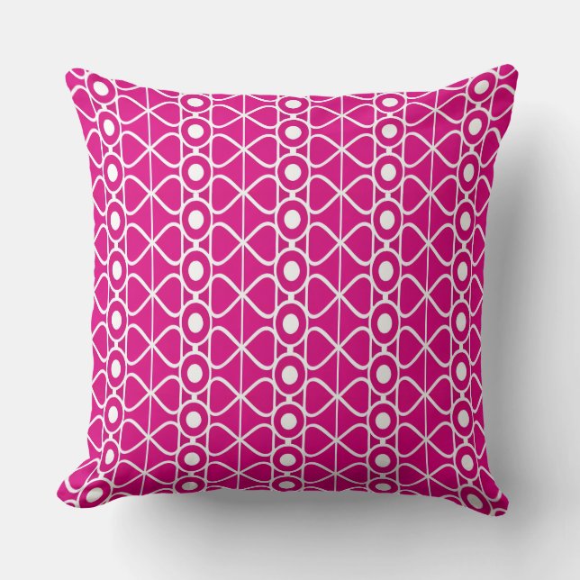 Fetstig Rosa och vit Retro Geometric Bow Cushion Kudde (Framsida)
