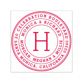 Fetstig runda familjens Namn och Monogram-Returadr Självfärgande Stämpel