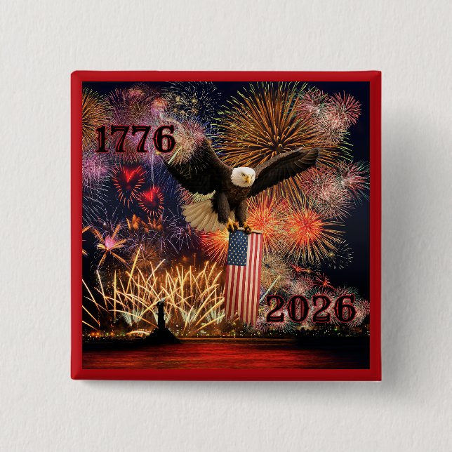 Fetstil 1776 - 2026 Amerikas 250-årsjubileum Knapp (Framsida)