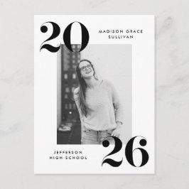 Fetstil 2022 Svart Studentfest för foto Inbjudan Vykort