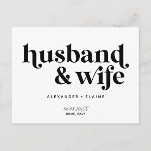 Fetstil endast make och hustru Elopement Bröllop Vykort