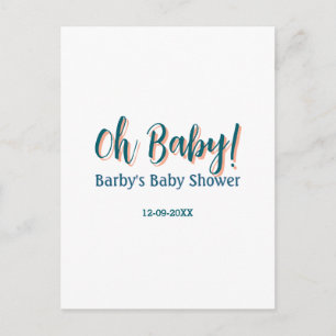 Fetstil enkel blå oh baby baby shower namn vykort