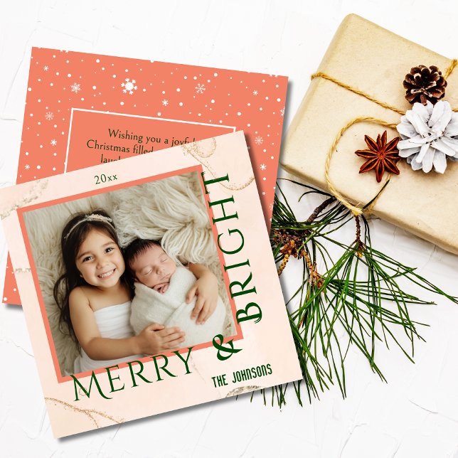 Fetstil, fetstil, nyans och nyans 1 bild julkort (Front/Back )