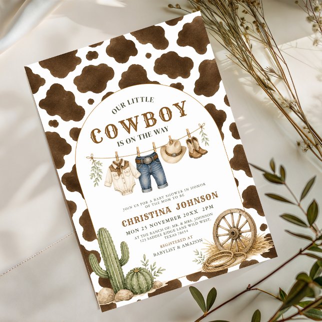 Fetstil Liten Cowboy Baby Shower Inbjudan  (Skapare uppladdad)