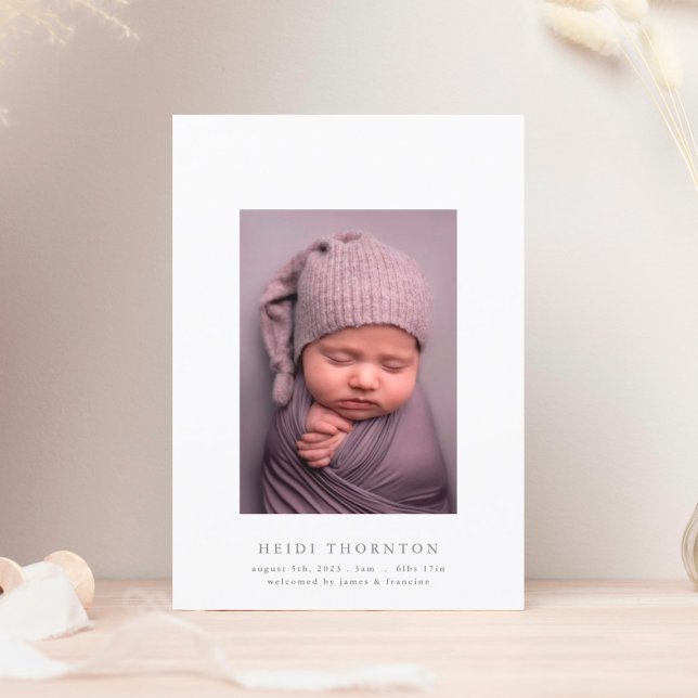 fetstilt enkelt födelsemeddelande för foto baby i  meddelande (Skapare uppladdad)