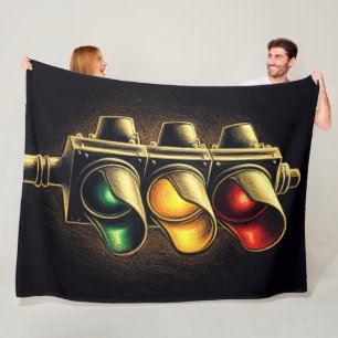Fetstilt grafik Stoplight på svart Fleecefilt