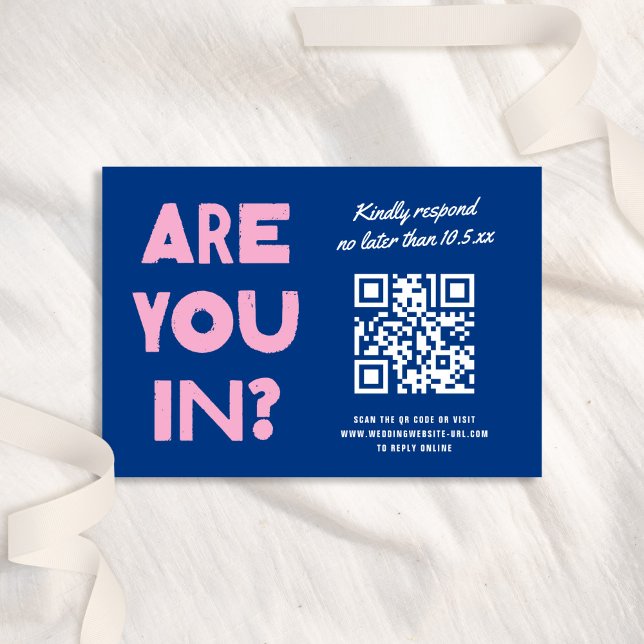 Fetstilt modern Funky Färg QR CODE Bröllop OSA Kort (Skapare uppladdad)