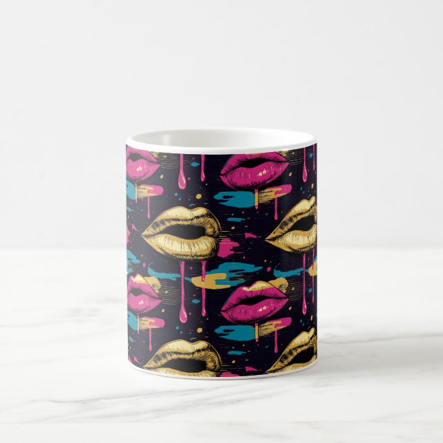Fetstilt poppgraf Läppar Mönster med brant drivrut Kaffemugg (Center)